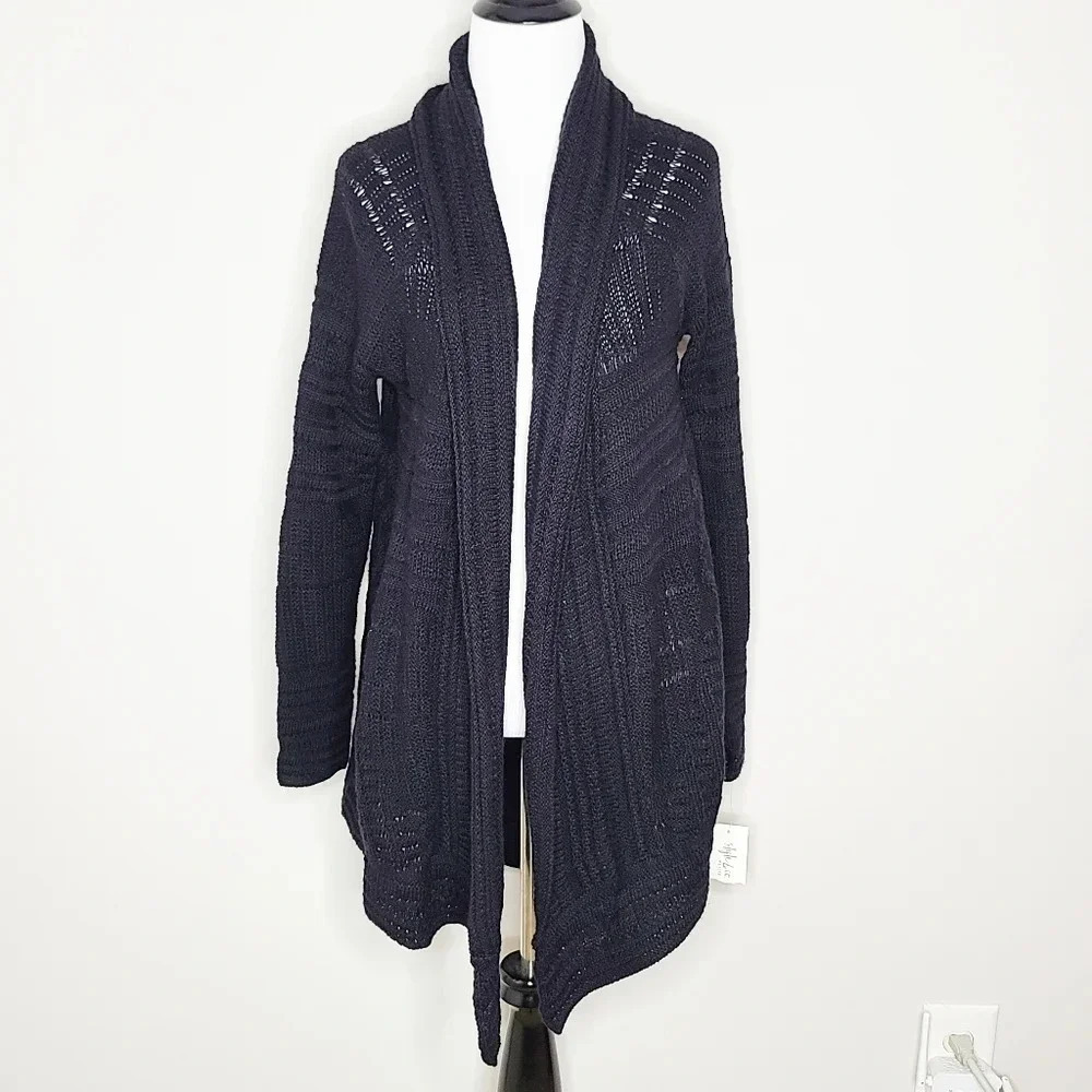 NWT Style & Co Black Knit Open Front Cardigan PL